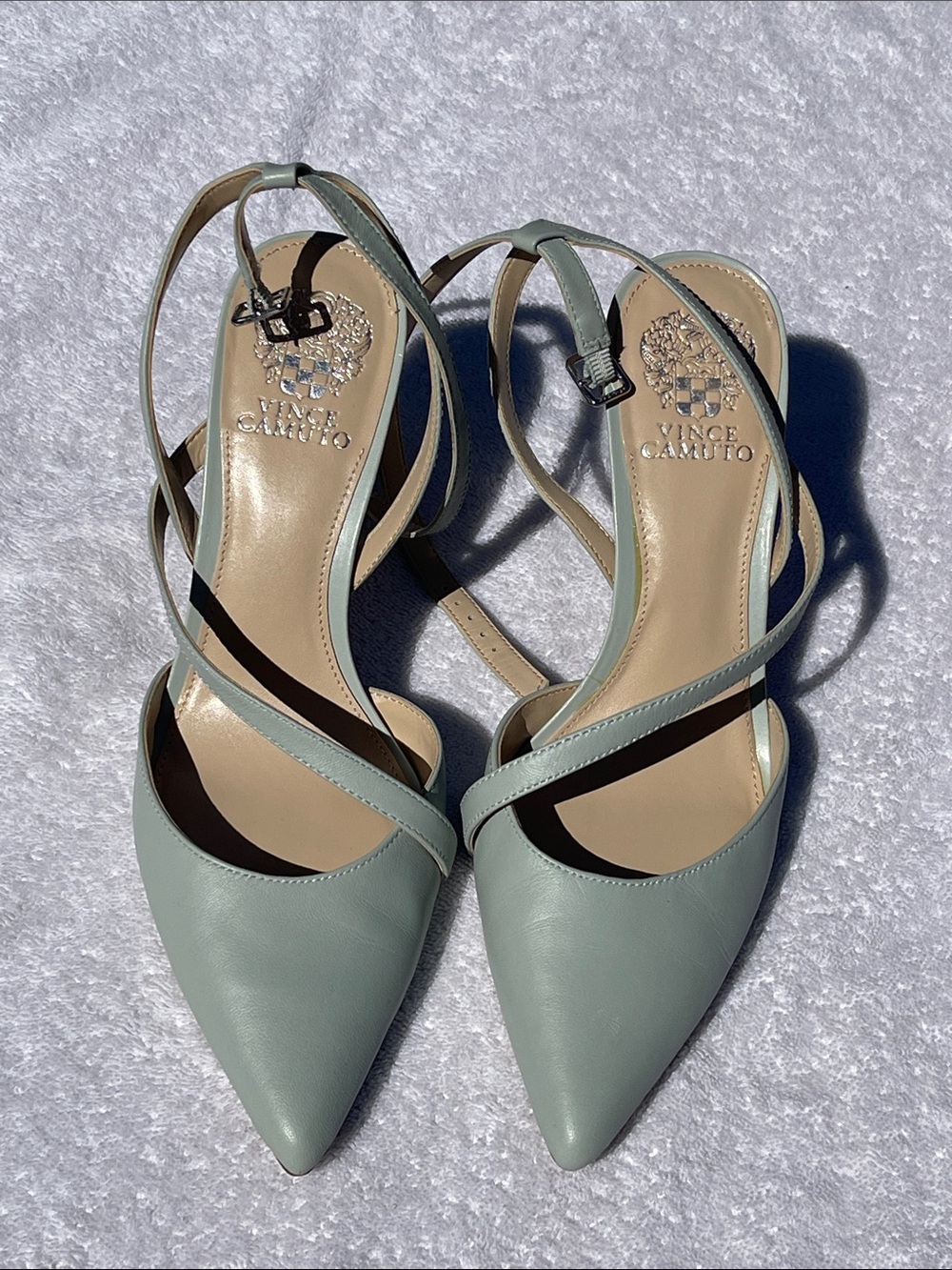 Vince Camuto Mint Green Pointed Toe Strappy Heels